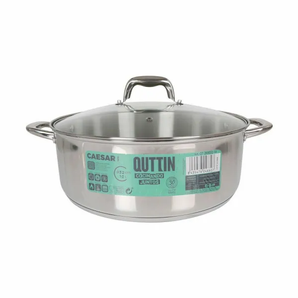 Кастрюля со стеклянной крышкой Quttin Caesar ø 32 x 12,5 cm Сталь (2 штук)