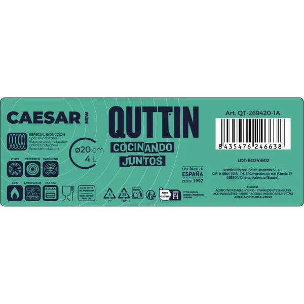 Кастрюля со стеклянной крышкой Quttin Caesar Сталь ø 20 x 13,5 cm (6 штук)