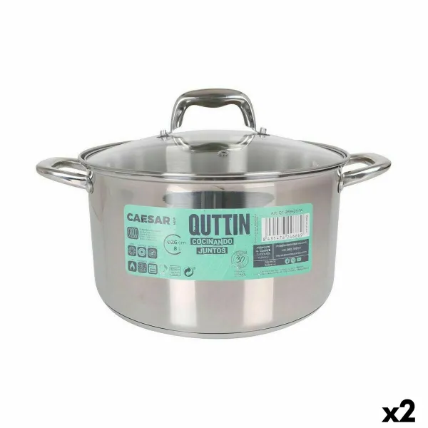 Кастрюля со стеклянной крышкой Quttin Caesar Сталь ø 26 x 15,5 cm (2 штук)
