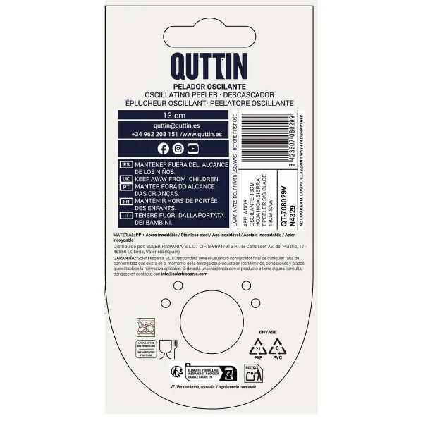Kuorimaveitsi Quttin 50340 Oskillointi Ruostumaton teräs 8 x 13 cm (24 osaa) (8 x 13 cm)