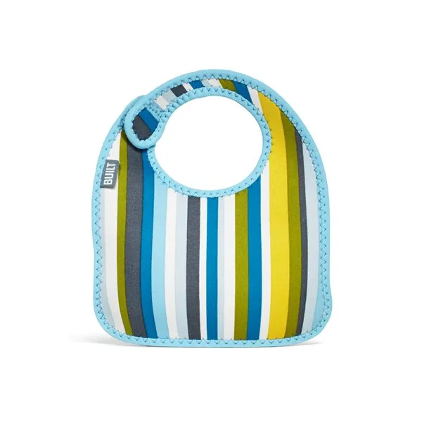 BUILT Mess Mate Set of 2 baby bib (Baby Blue Stripe)