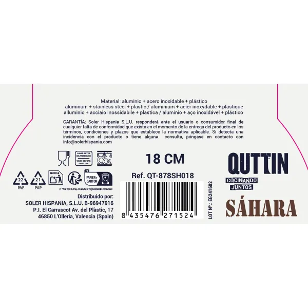 Pan Quttin Sahara Toughened aluminium Brown 37 x 19 x 5,5 cm (6 Units)