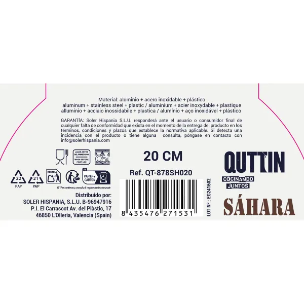 Panna Quttin Sahara Stiprināts alumīnijs Brūns 38 x 21 x 5,5 cm (6 gb.)