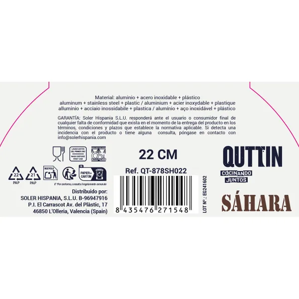 Keptuvė Quttin Sahara Grūdintas aliuminis Ruda 42 x 23 x 5 cm (6 vnt.)