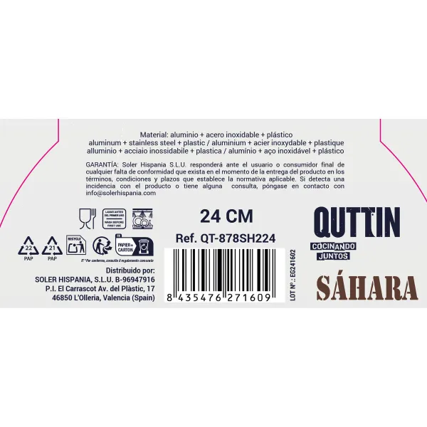 Pannu Quttin Sahara Karkaistu alumiini Ruskea 44 x 25 x 8 cm (6 osaa)