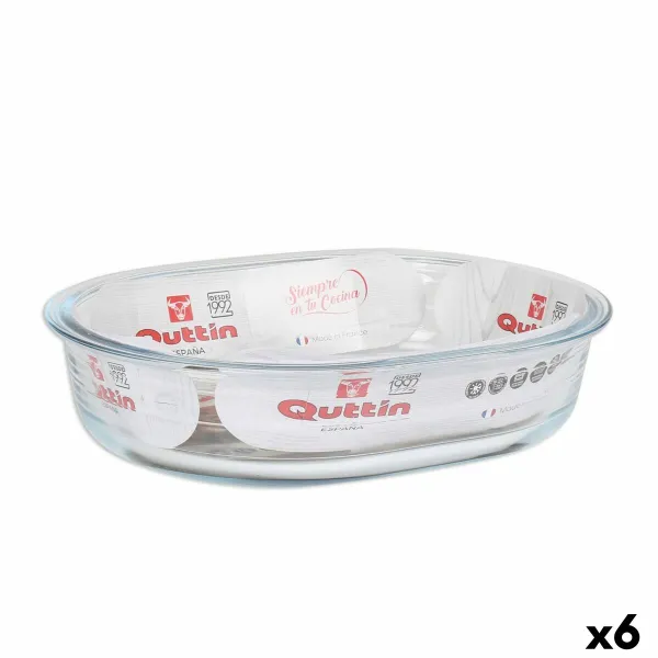 Orkaitės Indas Quttin   stiklas Ovalus 1,5 L 23,7 x 18,8 cm (6 vnt.)