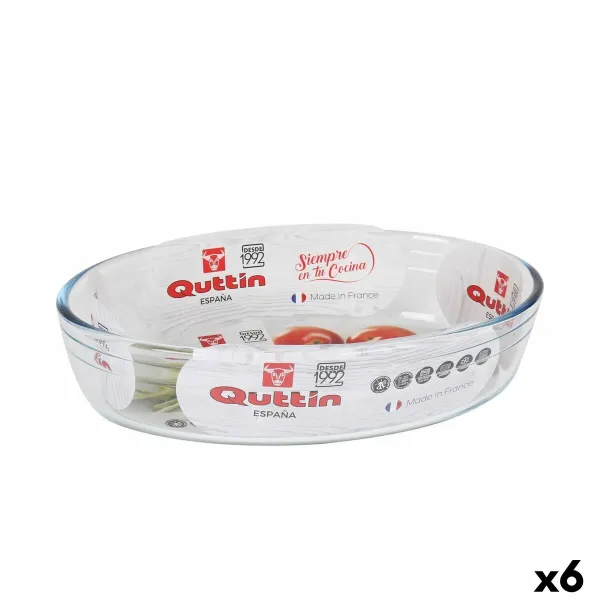 Krāsns Trauks Quttin   Stikls Ovāls 1,8 L 26,2 x 17,8 x 6,1 cm (6 gb.)