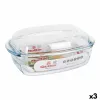 Casserole with lid Quttin 63096 Glass 32,8 x 19,7 x 13 cm (3 Units)