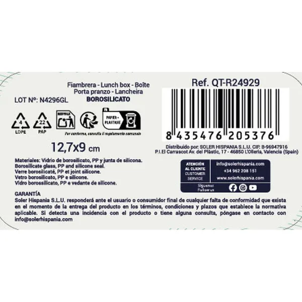 Ilmatiivis eväsrasia Quttin Suorakulmainen 180 ml 12,7 x 8,9 x 5 cm (12 osaa)
