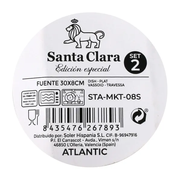 Snack Bowl Santa Clara Horus 30 x 8 x 2 cm 2 Pieces (2 Units) (4 Units)