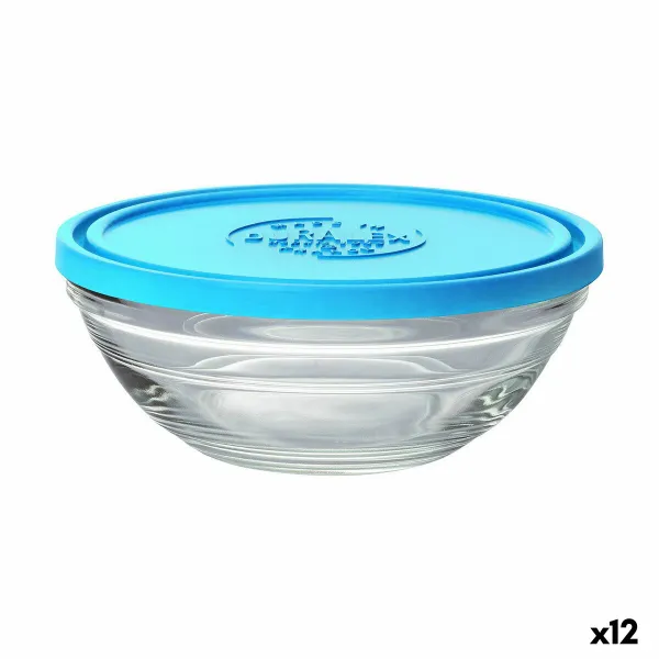 Круглая коробочка для завтраков с крышкой Duralex FreshBox Синий 500 ml (12 штук)