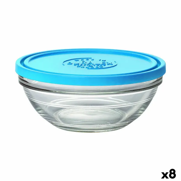 Круглая коробочка для завтраков с крышкой Duralex FreshBox Синий 970 ml ø 17 x 7 cm (8 штук)
