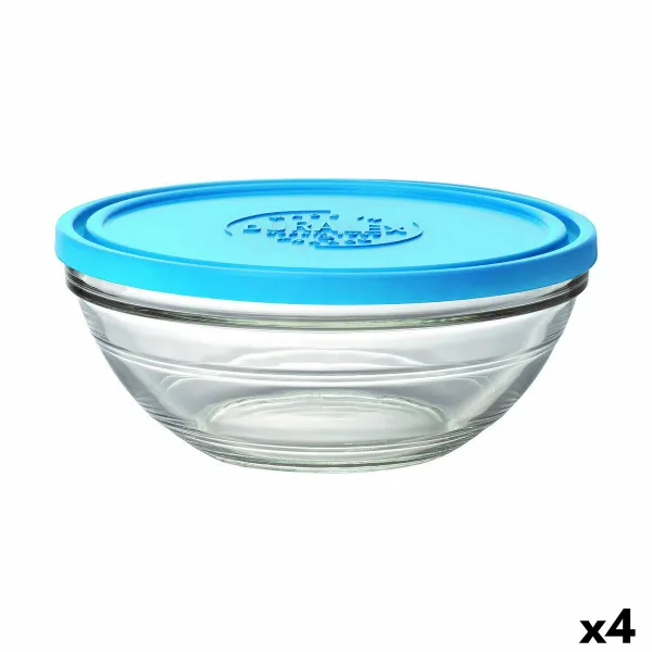 Круглая коробочка для завтраков с крышкой Duralex FreshBox Синий 2,4 L (4 штук)