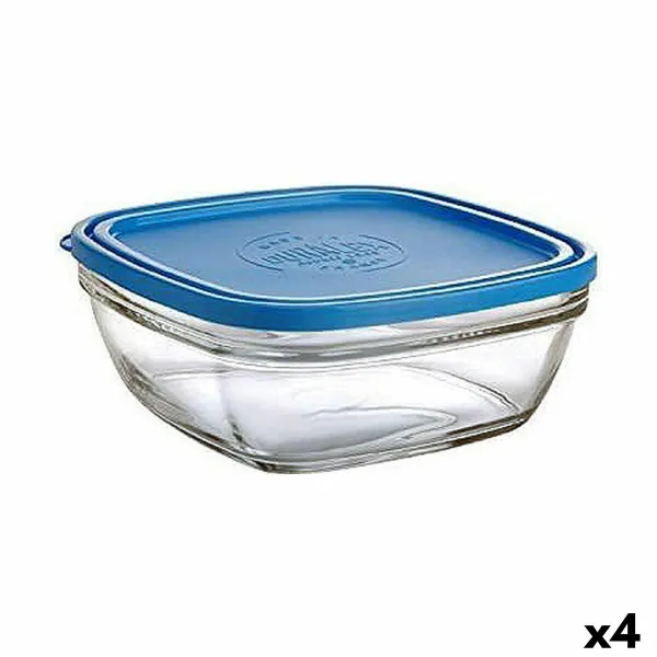 Kvadratinė pietų dėžutė su dangteliu Duralex FreshBox Mėlyna 3 L 23 x 23 x 9 cm (4 vnt.)