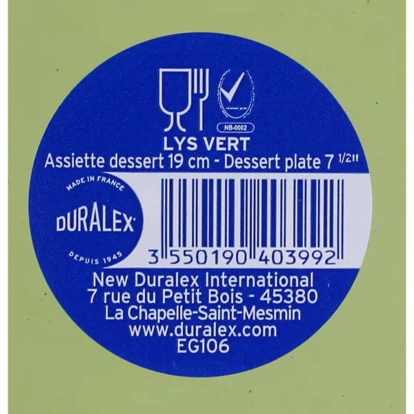 Блюдо для десертов Duralex Lys Ø 19 cm Зеленый (24 штук)