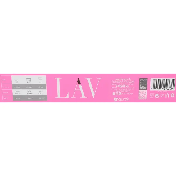 Stiklinių rinkinys LAV Aras 305 ml 3 Dalys (16 vnt.)