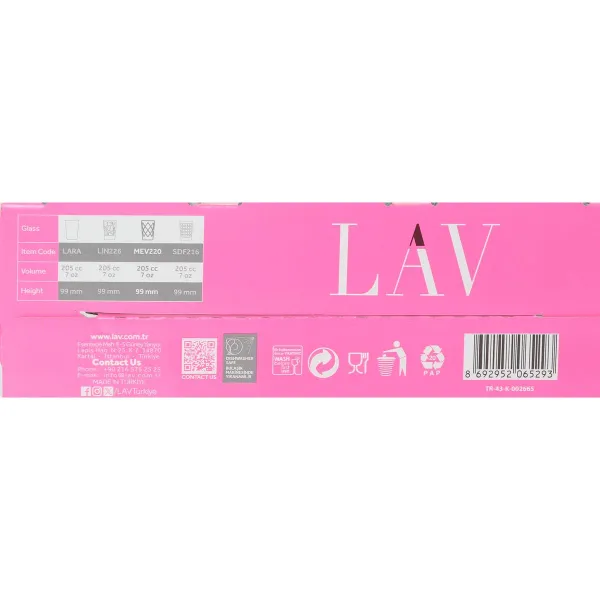 Set of glasses LAV LV-MEV220E 6 Pieces (8 Units) (205 ml)