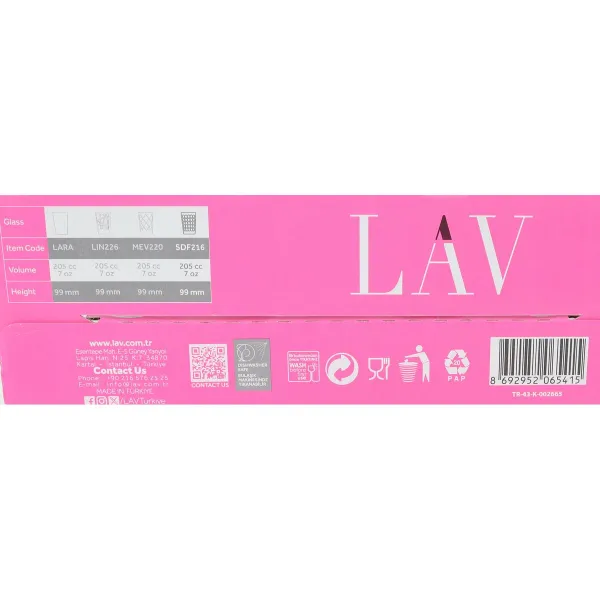 Set of glasses LAV sdf216 6 Pieces (8 Units) (205 ml)