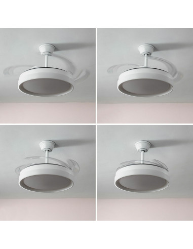 LED Ceiling Fan with 4 Retractable Blades Blalefan InnovaGoods White 72 W Ø49,5-104 cm