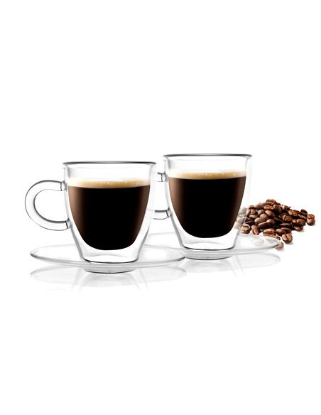 SET of 2 double wall espresso cups with saucer 50ml AMO 23055