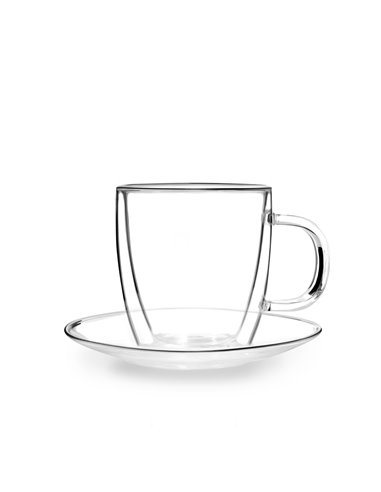 SET of 2 double wall glasses with saucer 250ml AMO 2565 