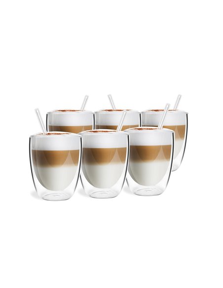 SET of 6 double wall glasses 320ml with 6 straws 15cm VITA 26858