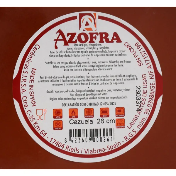 Kastrolis Azofra Cepts māls 26 x 24,5 x 6 cm (6 gb.)