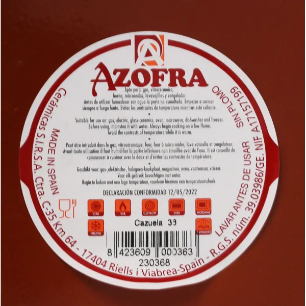 Keptuvė skersmuo Azofra Keptas molis 38,5 x 36 x 7,5 cm (4 vnt.)