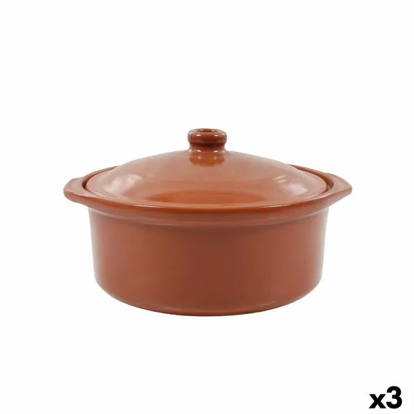Saucepan Azofra Baked clay 24,5 x 23 x 16,7 cm With lid (3 Units)