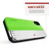 Zizo Retro Series - Wallet Back with Magnetic Closure and Built-In Kickstand for iPhone Xs /X (Neon Green/Silver)