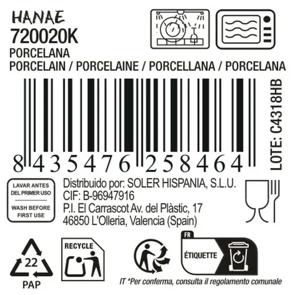 Vuoka La Mediterránea Hanae Japanilainen Pyöreä 20 x 20 x 2,5 cm (18 osaa)