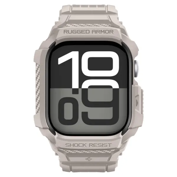 Spigen Rugged Armor Pro V2 – Strap with Case for Apple Watch 10/11 46mm (Dune Beige)