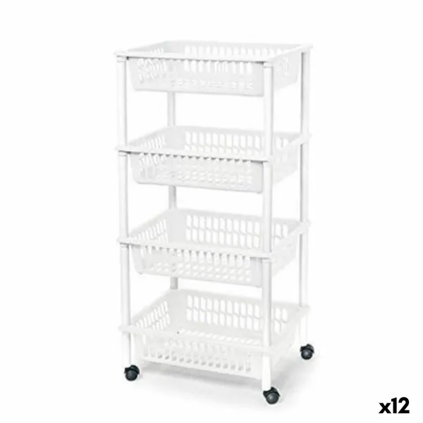 Daržovių vežimėlis Tontarelli Mito 4 Plastmasinis Balta 40 x 29 x 62 cm (12 vnt.)