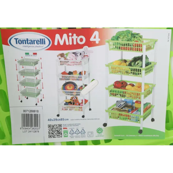 Kasviskärry Tontarelli Mito 4 Vihreä 40 x 29 x 18 cm (12 osaa)