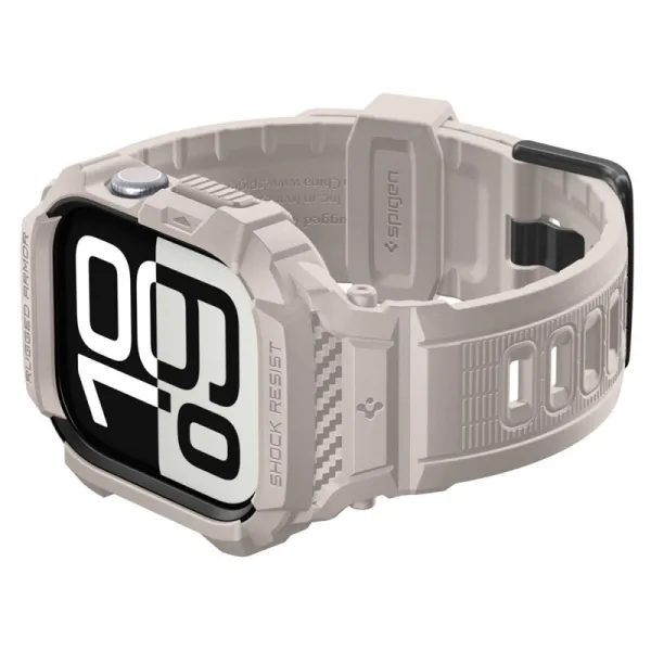 Spigen Rugged Armor Pro V2 – Strap with Case for Apple Watch 10/11 46mm (Dune Beige)