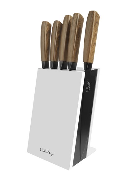 SET of 5-pcs knifes in block white SOHO 27992
