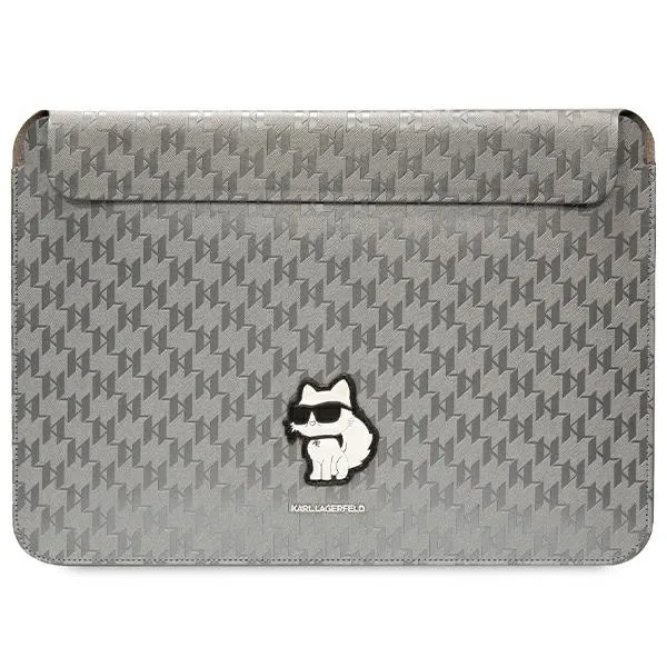 Karl Lagerfeld NFT Saffiano Monogram Ikonik Choupette Sleeve - 14" Notebook Case (Silver)