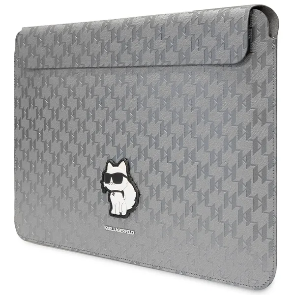 Karl Lagerfeld NFT Saffiano Monogram Ikonik Choupette Sleeve - 14" Notebook Case (Silver)