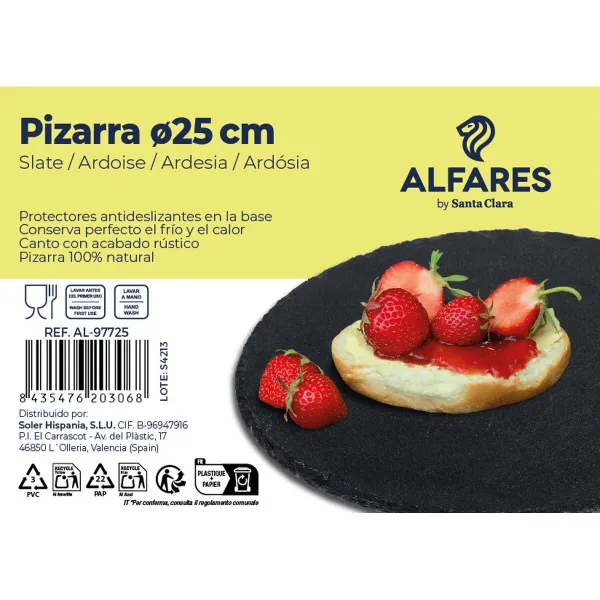 Flat Plate Santa Clara Alfares Board Ø 25 cm 6 mm (12 Units)
