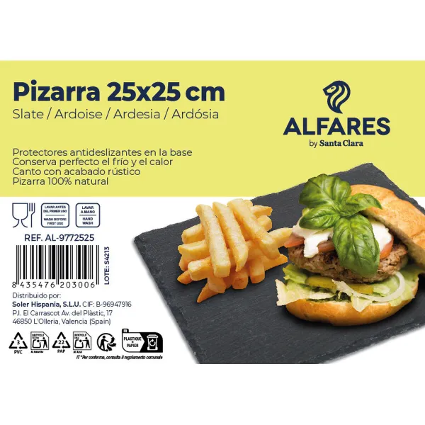 Plokščia lėkštė Santa Clara Alfares Lenta 25 x 25 cm 6 mm (12 vnt.)