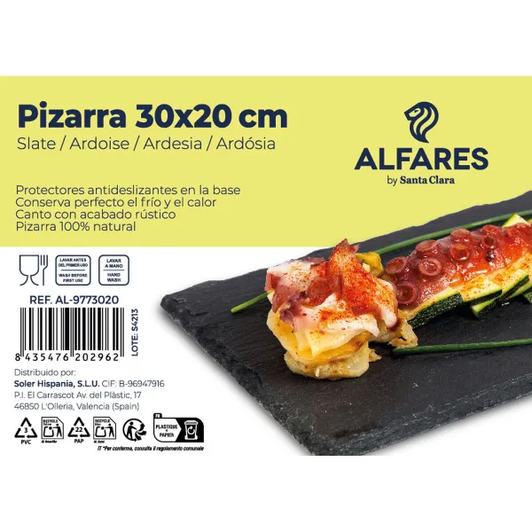 Поднос Santa Clara Alfares Доска 30 x 20 cm 6 mm (12 штук)