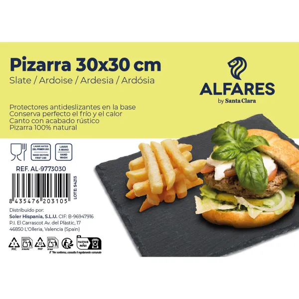 Paplāte Santa Clara Alfares Valde / Dēlis 30 x 30 cm 6 mm (12 gb.)