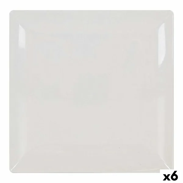Pasniegšanas Plate La Mediterránea Elite Balts Keramika Kvadrāta 30 x 30 x 2,5 cm (6 gb.)