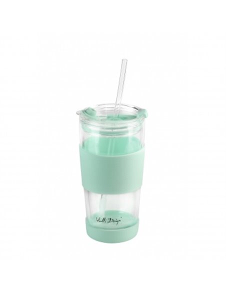 thermal glass mug with straw 600 ml FUORI mint 0428
