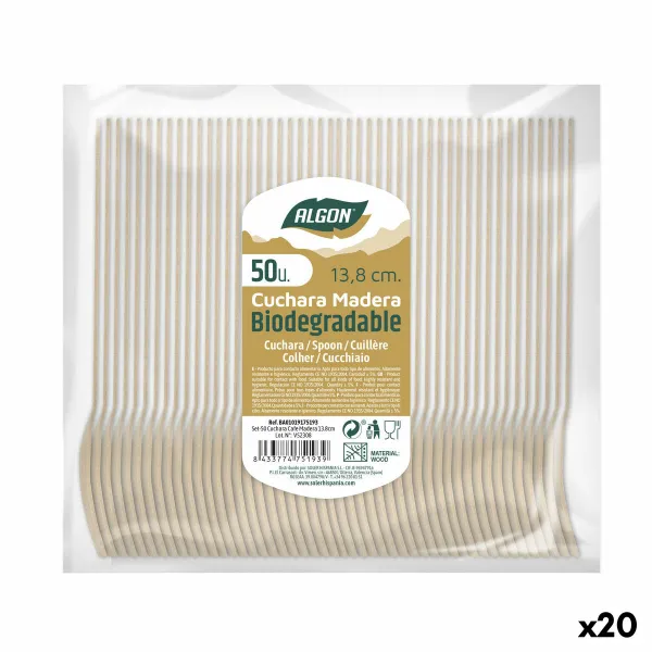 Lusikkasarja Algon Jälkiruoka Puu 20 osaa 14 x 3 x 0,2 cm