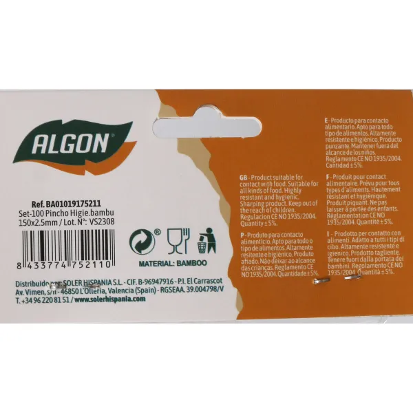 Набор шампуров для барбекю Algon Бамбук 150 x 2,5 x 15 mm (100 Предметы) (36 штук)