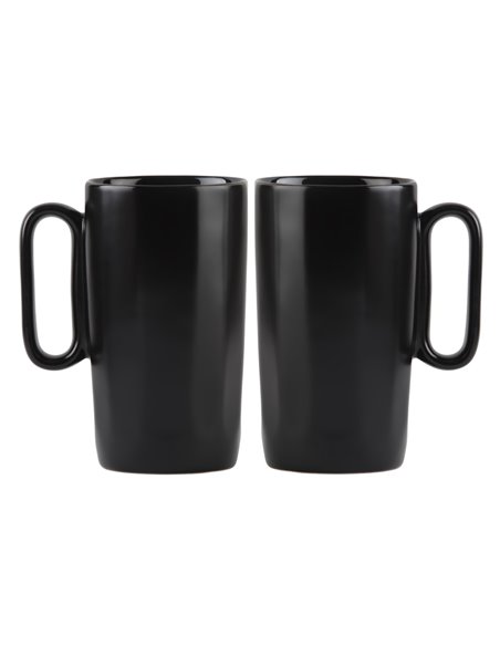 2 ceramic mugs with handle 330 ml czarne FUORI 30084