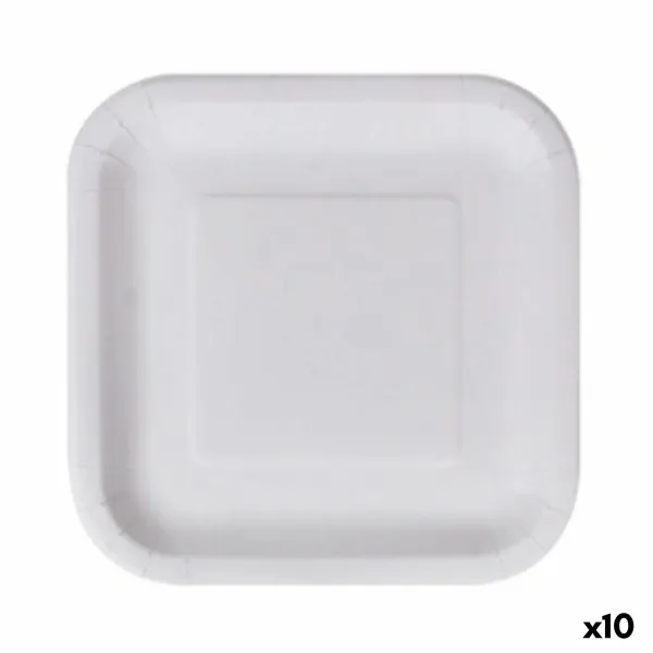 Plāksņu komplekts Algon Vienreizējas lietošanas Balts Kartons Kvadrāta 23 cm (10 gb.)