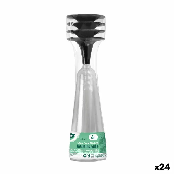 Vairākkārt lietojamas šampanieša glāzes Algon Melns 24 gb. 150 ml (4 Daudzums)