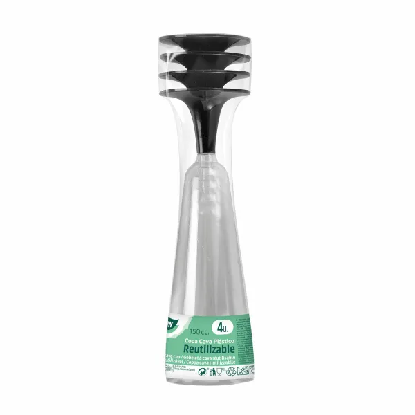 Vairākkārt lietojamas šampanieša glāzes Algon Melns 24 gb. 150 ml (4 Daudzums)
